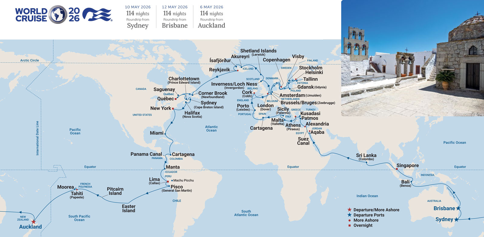 Princess World Cruise 2026 Map